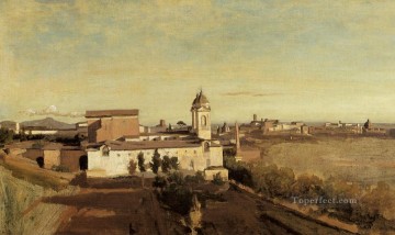 Jean Baptiste Camille Corot Painting - Roma la Trinita dei Monti Vista desde la Villa Medici al aire libre Romanticismo Jean Baptiste Camille Corot